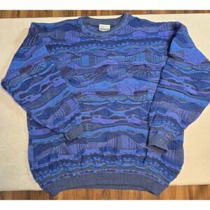 Mens Purely Australian Clothing Co Blue 3D Cosby Wool Sweater Size XL